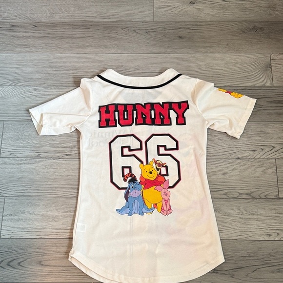 Disney Girls Winnie The Pooh Baseball Jersey Classic Mesh Button Down Shirt XL - Picture 3 of 8